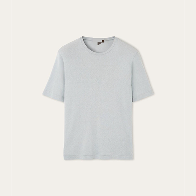 loro piana crew neck short sleeve silk cotton blended knit t-shirt